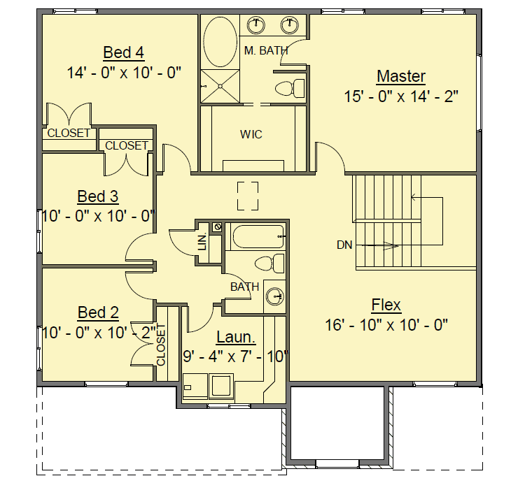 Plan 910029WHD:  Contemporary Two-Story Home Plan with Flex Room Upstairs - Floor Plan - 2nd Floor - Modern