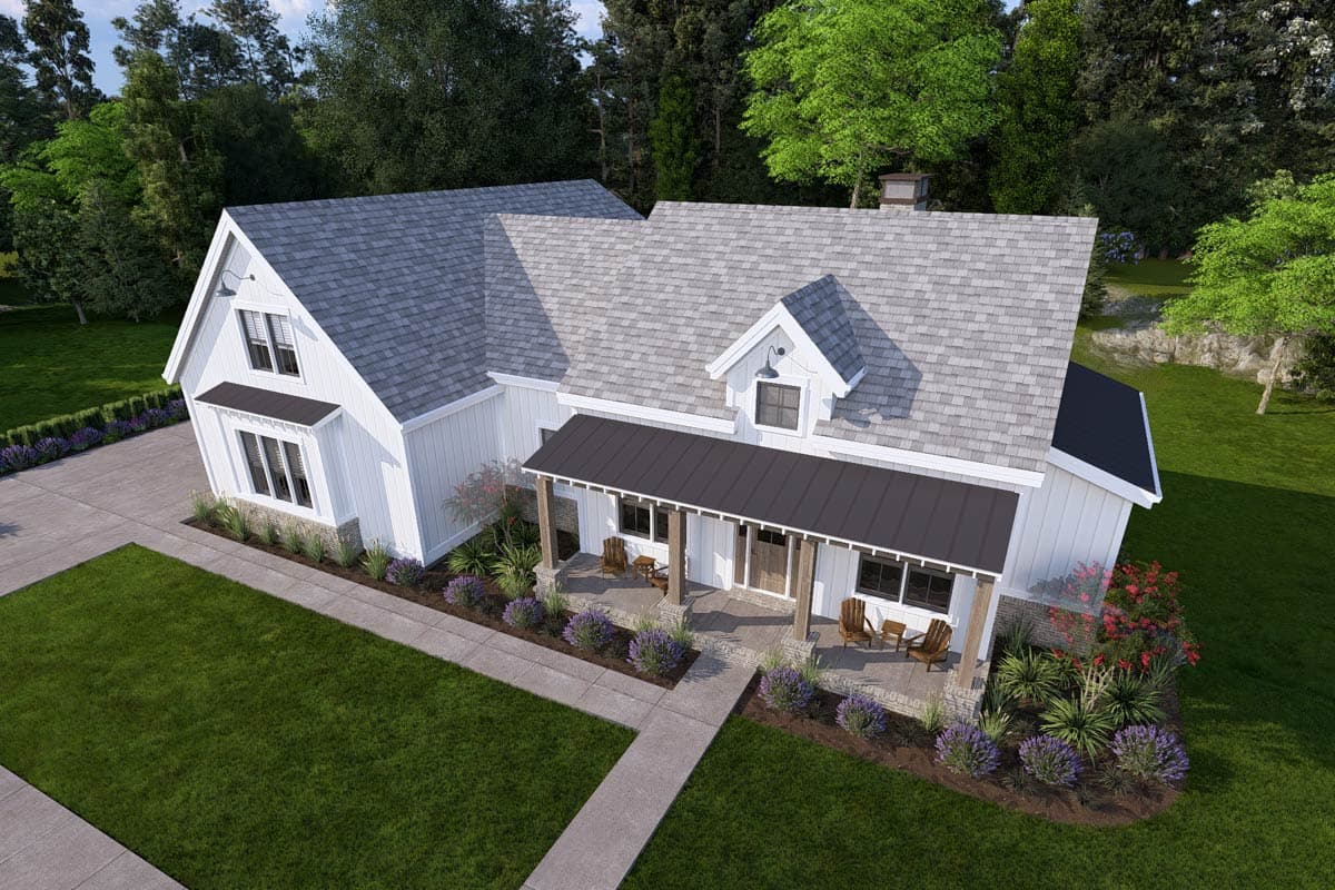 Plan 64501SC: Split Bedroom Modern Farmhouse Plan with Room for Expansion - 2285 Sq Ft - Image #12 - Cottage, Country, Farmhouse, Modern Farmhouse, New American