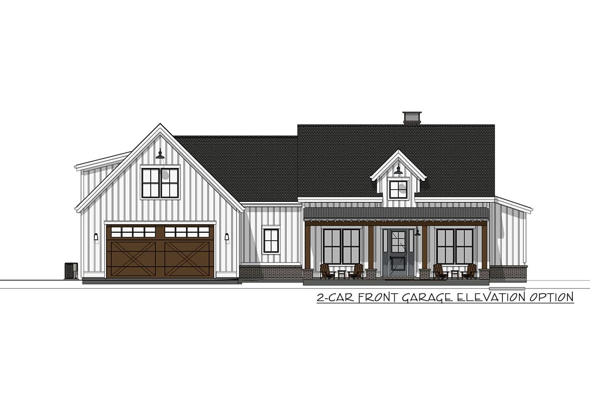 Plan 64501SC: Split Bedroom Modern Farmhouse Plan with Room for Expansion - 2285 Sq Ft - Image #15 - Cottage, Country, Farmhouse, Modern Farmhouse, New American