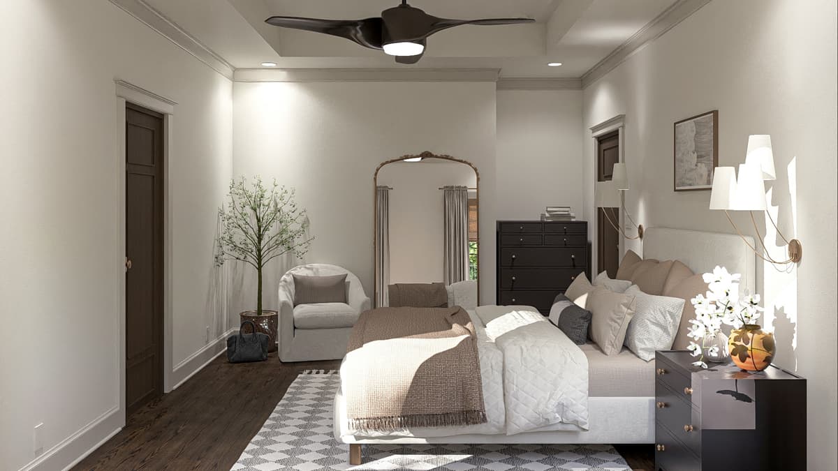 Plan 62822DJ: 3-Bed Traditional House Plan with Clustered Bedrooms - 1496 Sq Ft - Image #9 - Cottage, European, Traditional