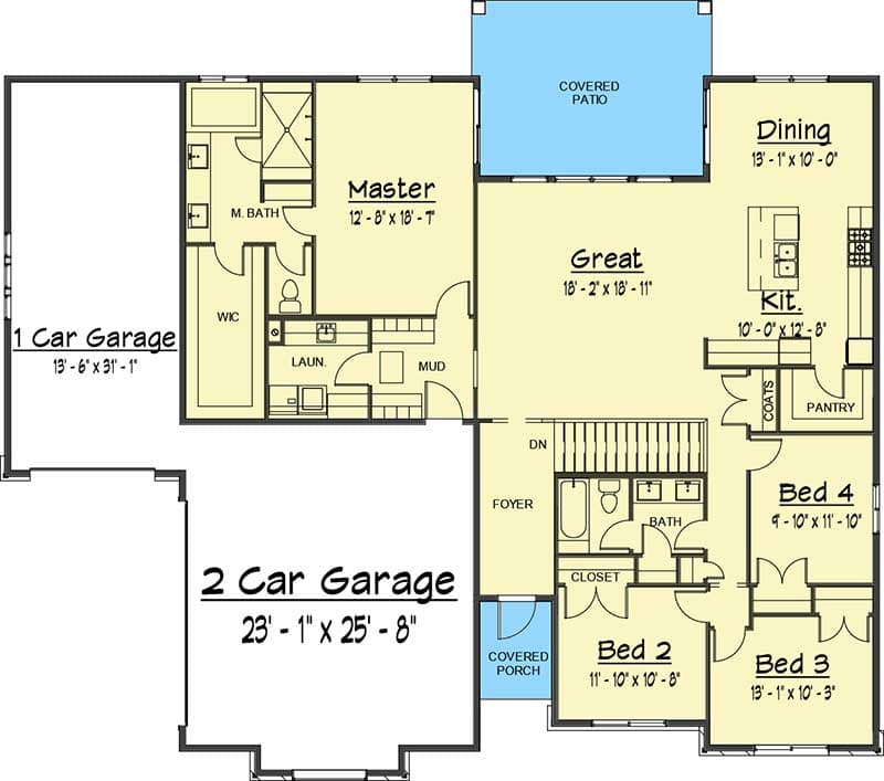 Plan 910040WHD: Exclusive Prairie Home Plan with Covered Patio - Floor Plan - Main Level - Northwest, Prairie