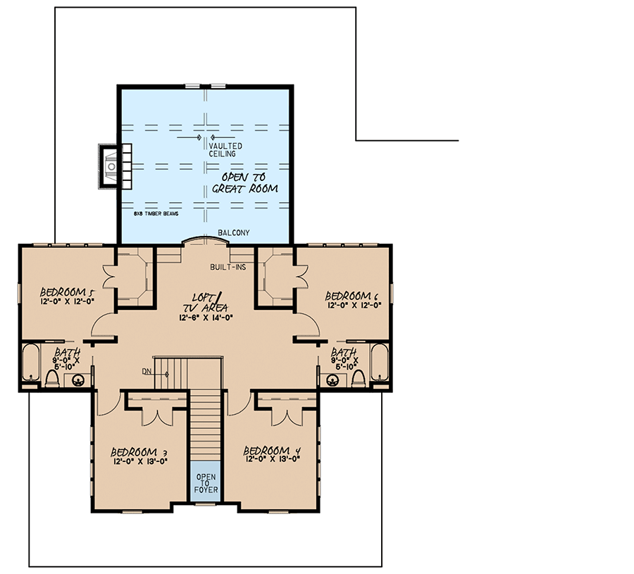 Plan 70638MK: Country Farmhouse Plan with Private Master Suite and Angled Drive-through Garage - Floor Plan - 2nd Floor - Country, Farmhouse, Modern Farmhouse, Southern