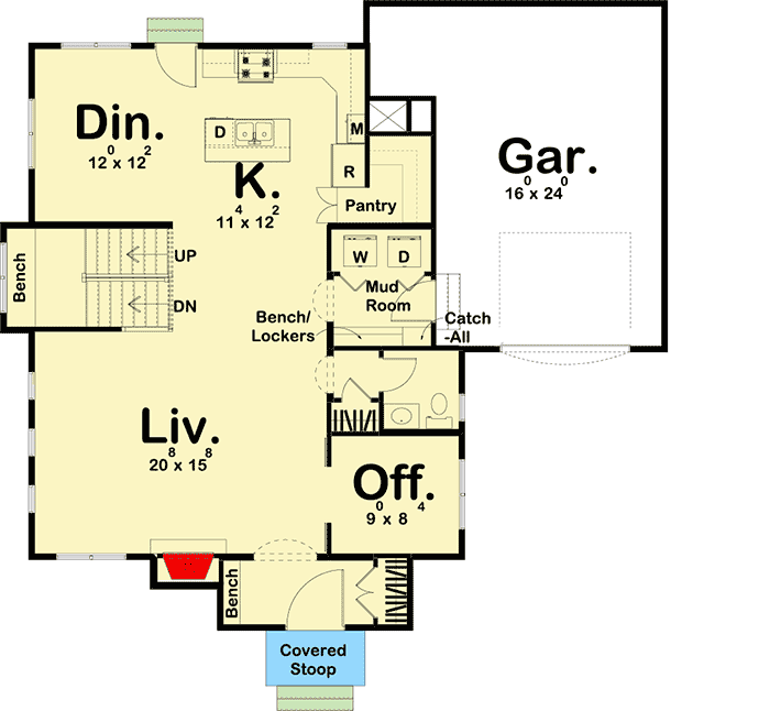 Plan 62823DJ: 3-Bed Cottage with Old-World Character and Modern Insides - Floor Plan - Main Level - Cottage, European