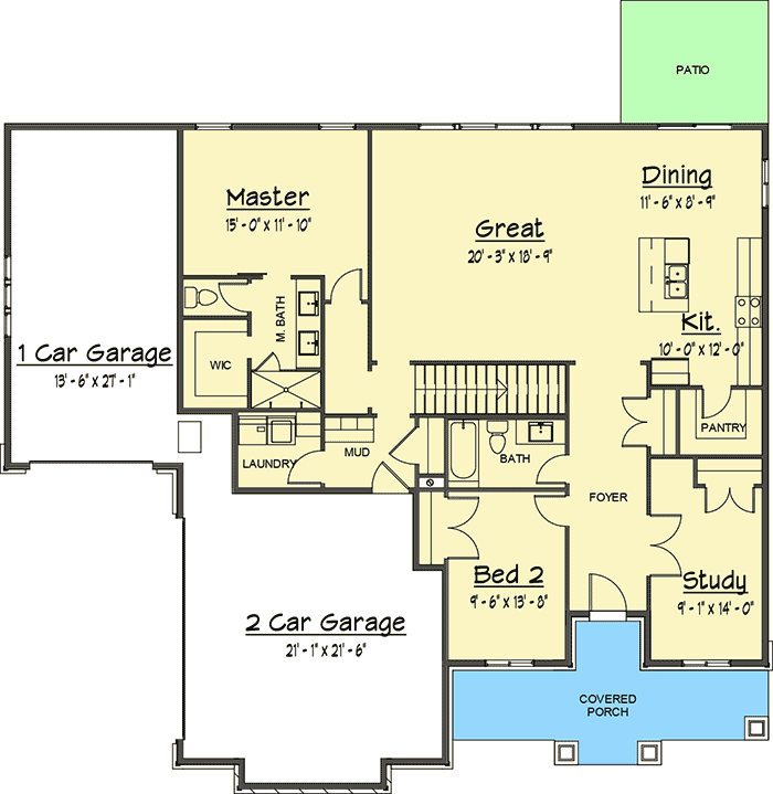 Plan 910044WHD: Exclusive Modern Prairie House Plan with Lower Level Expansion Possibilities - Floor Plan - Main Level - Contemporary, Mid Century Modern, Northwest, Prairie
