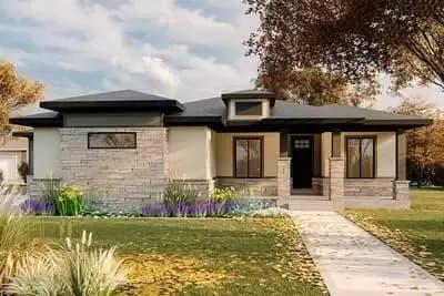 Exclusive Modern Prairie House Plan with Lower Level Expansion Possibilities