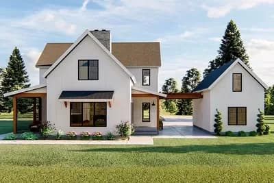 New American House Plan with Hidden Loft Upstairs