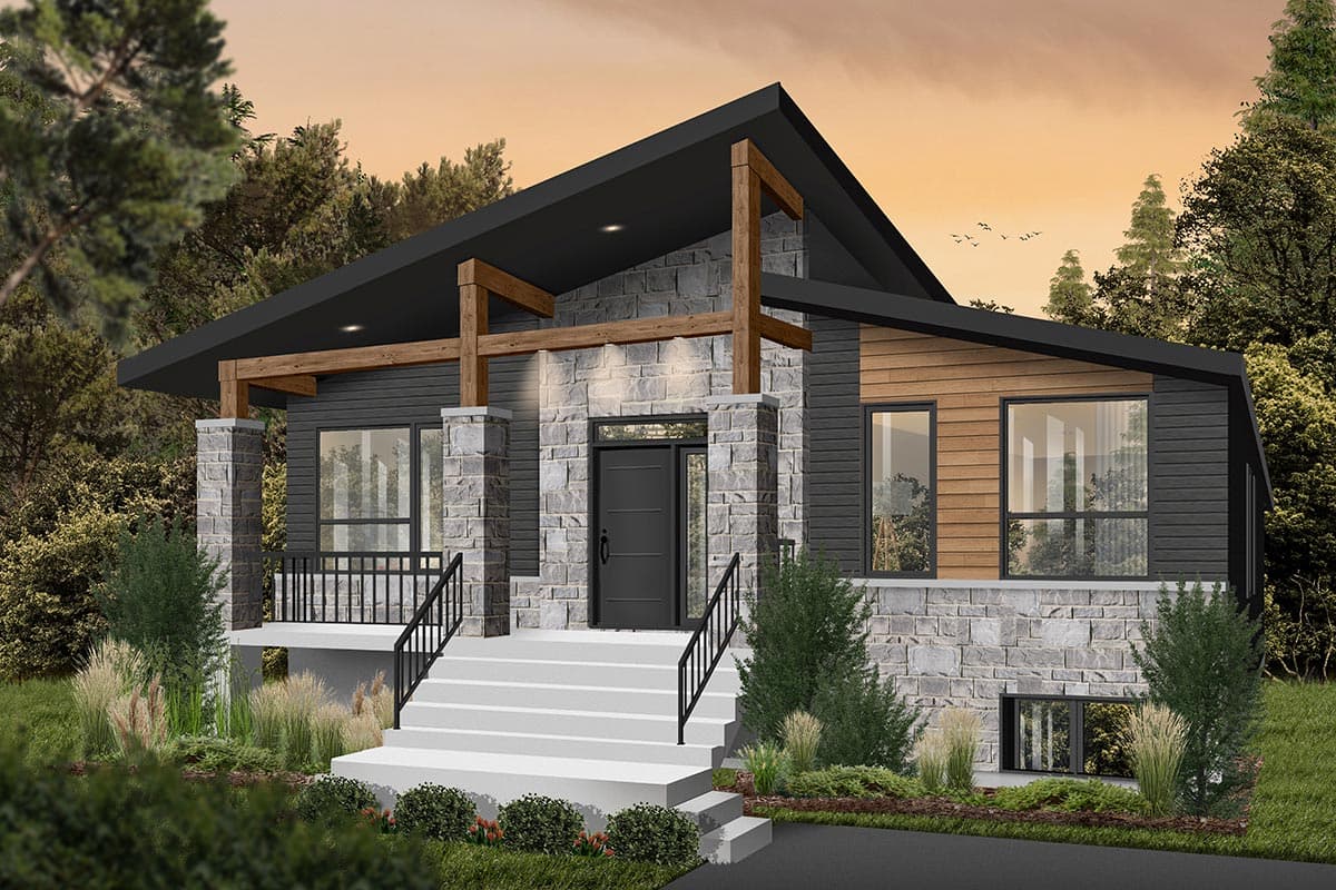 Plan 22563DR: Modern Rustic 2-Bed Affordable Home Plan - 1156 Sq Ft - Image #9 - Contemporary, Cottage, Craftsman, Mid Century Modern, Modern, Northwest, Vacation