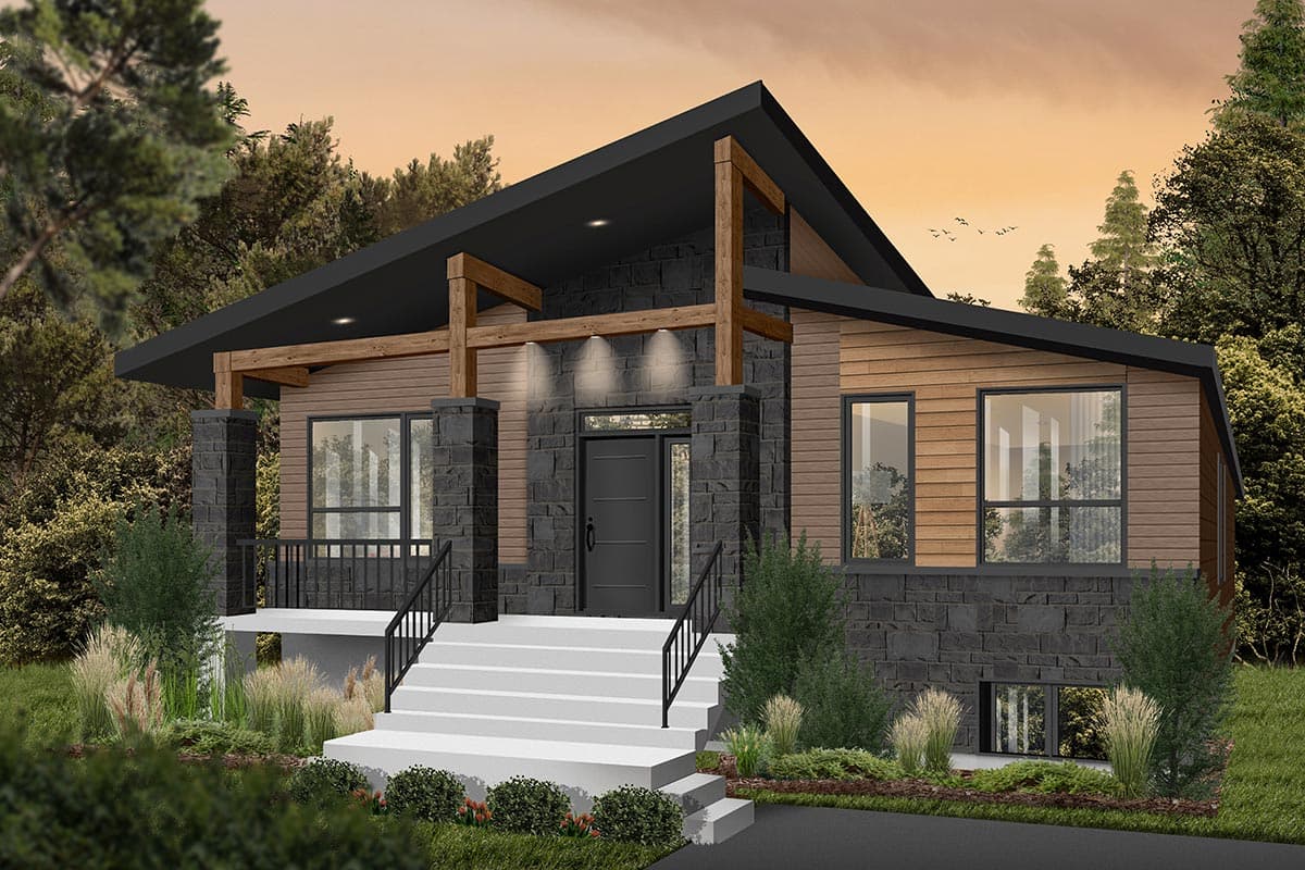 Plan 22563DR: Modern Rustic 2-Bed Affordable Home Plan - 1156 Sq Ft - Image #10 - Contemporary, Cottage, Craftsman, Mid Century Modern, Modern, Northwest, Vacation