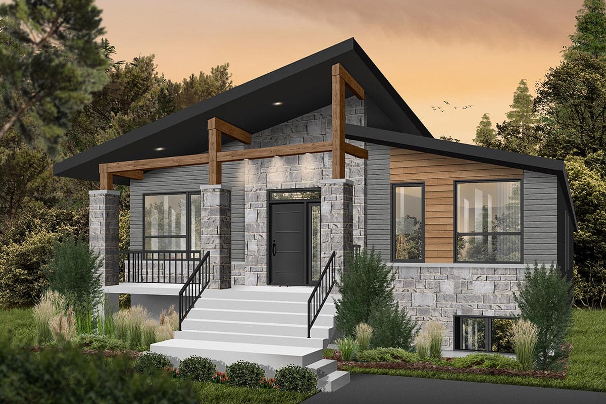 Plan 22563DR: Modern Rustic 2-Bed Affordable Home Plan - 1156 Sq Ft - Image #11 - Contemporary, Cottage, Craftsman, Mid Century Modern, Modern, Northwest, Vacation