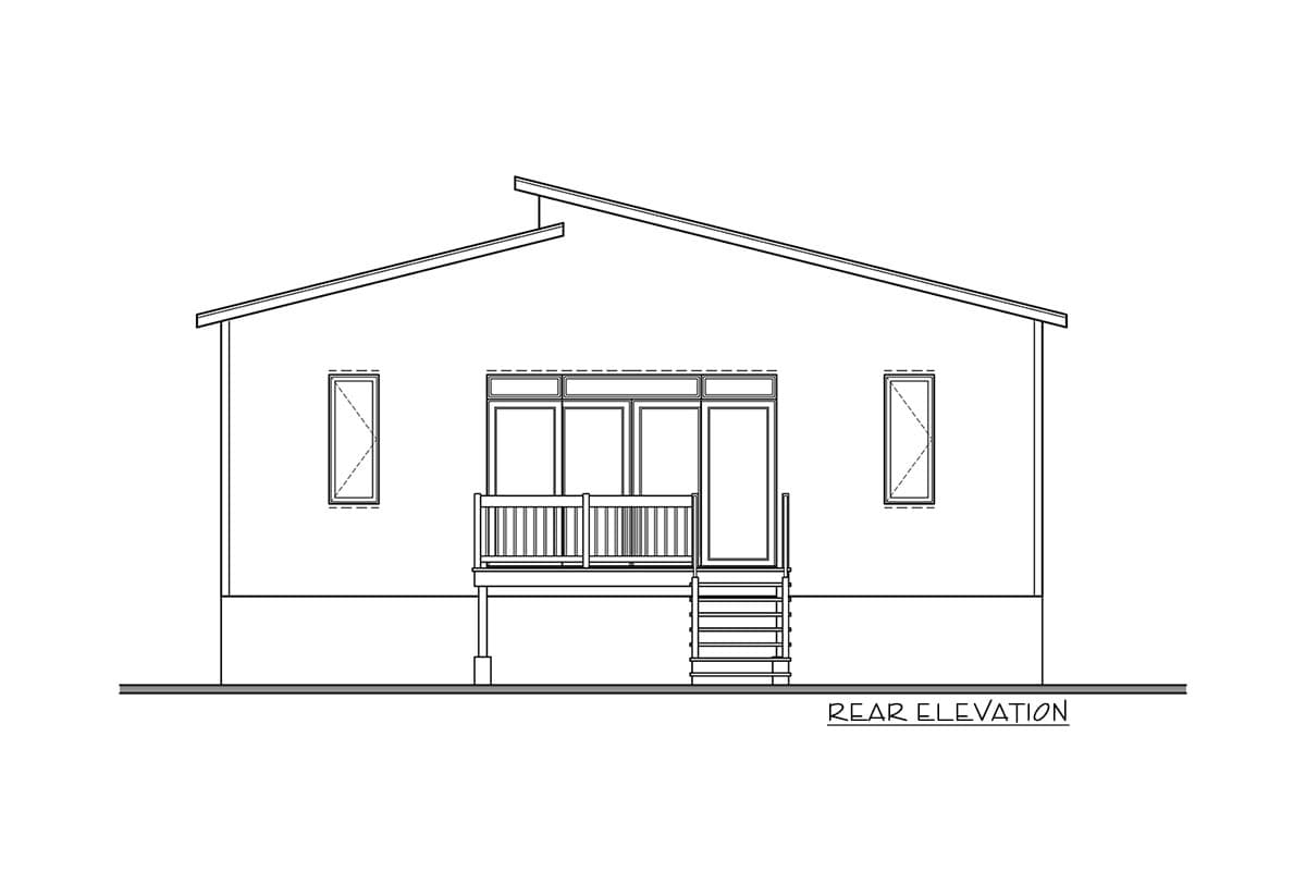 Plan 22563DR: Modern Rustic 2-Bed Affordable Home Plan - 1156 Sq Ft - Image #12 - Contemporary, Cottage, Craftsman, Mid Century Modern, Modern, Northwest, Vacation