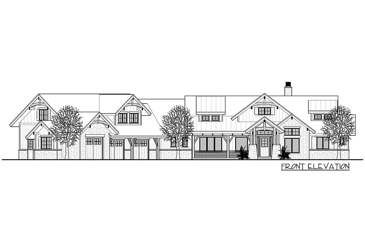 Plan 95081RW: 3-Bed Mountain Craftsman with Great Room and 3-Car Angled Garage - 2803 Sq Ft - Image #4 - Craftsman, Mountain, New American, Rustic