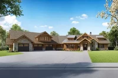 3-Bed Mountain Craftsman with Great Room and 3-Car Angled Garage - 2803 Sq Ft