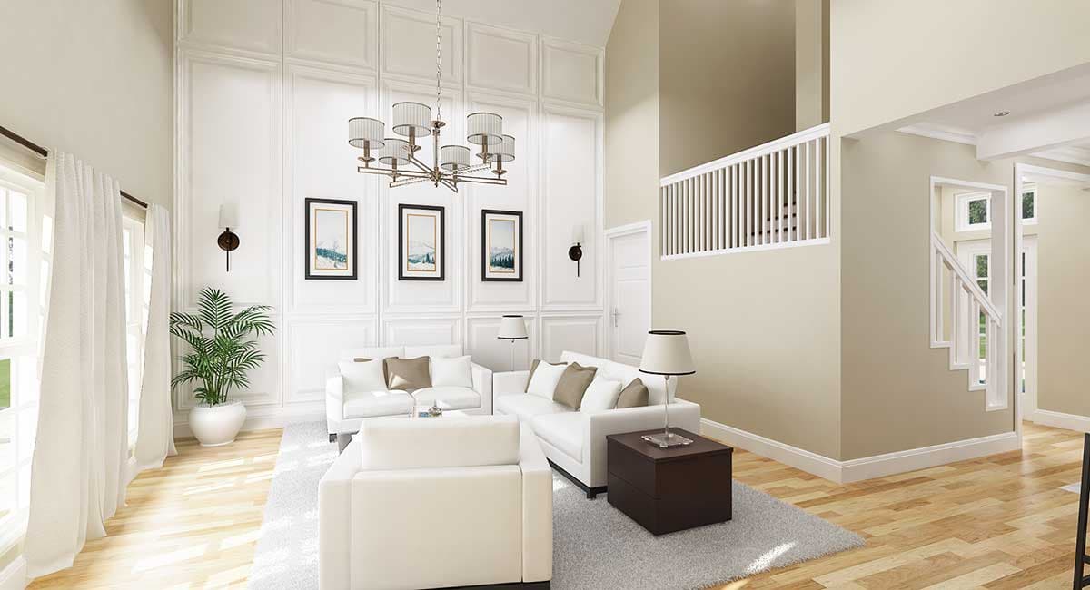 Plan 55211BR: 3-Bed Cottage House Plan 2-Story Living Room - Image #7 - Country, Southern, Traditional