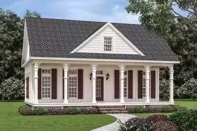 3-Bed Cottage House Plan 2-Story Living Room