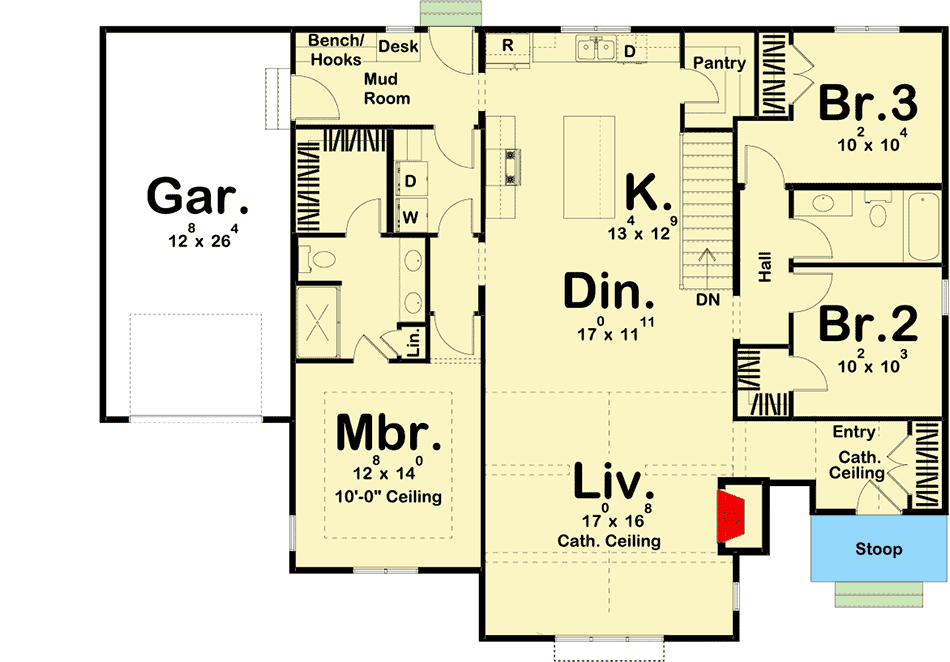 Plan 62826DJ: Old World Charm with a Split Bedroom Floor Plan - Floor Plan - Main Level - Cottage, European