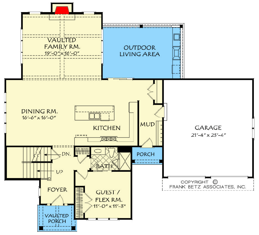 Plan 710345BTZ: Two-Story Craftsman Home Plan with Main-Floor Flex Room - Floor Plan - Main Level - Country, Craftsman, New American