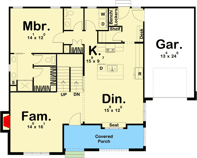 Plan 62829DJ: 3-Bed Euro-brick Cottage House Plan with Garage Options - Floor Plan - Main Level - Cottage, European, Traditional