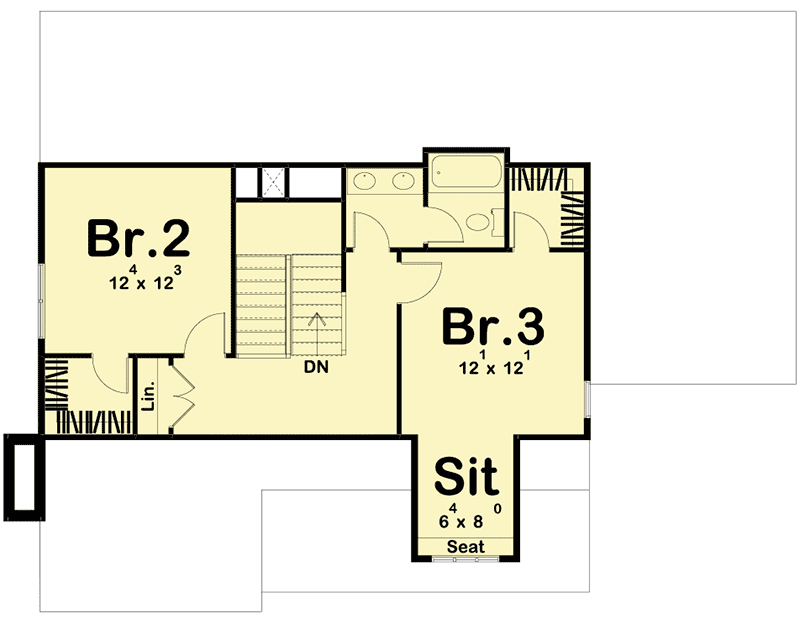 Plan 62829DJ: 3-Bed Euro-brick Cottage House Plan with Garage Options - Floor Plan - 2nd Floor - Cottage, European, Traditional
