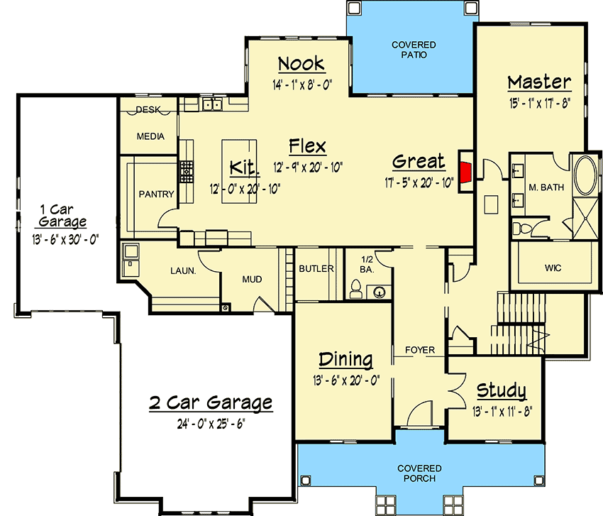 Plan 910057WHD: Exclusive Shingle House Plan with Optional Lower Level - Floor Plan - Main Level - Country, Craftsman, New American, Shingle