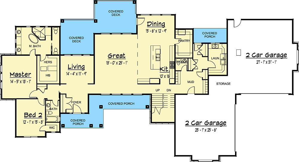 Plan 910068WHD: Contemporary Country Home Plan with Optional Upper and Lower Floor - Floor Plan - Main Level - Contemporary, Country, Farmhouse, Modern Farmhouse, Northwest, Ranch, Transitional