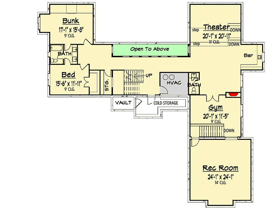Plan 910070WHD: Deluxe Contemporary House Plan with 6 Garage Bays plus RV Storage - Floor Plan - Lower Level - Contemporary, Mid Century Modern, Modern, Mountain, Northwest