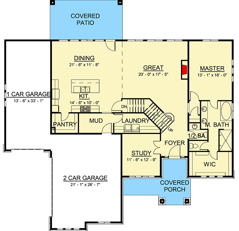 Plan 910071WHD: Exclusive New American Home Plan with Main-Level Master - Floor Plan - Main Level - Craftsman, New American