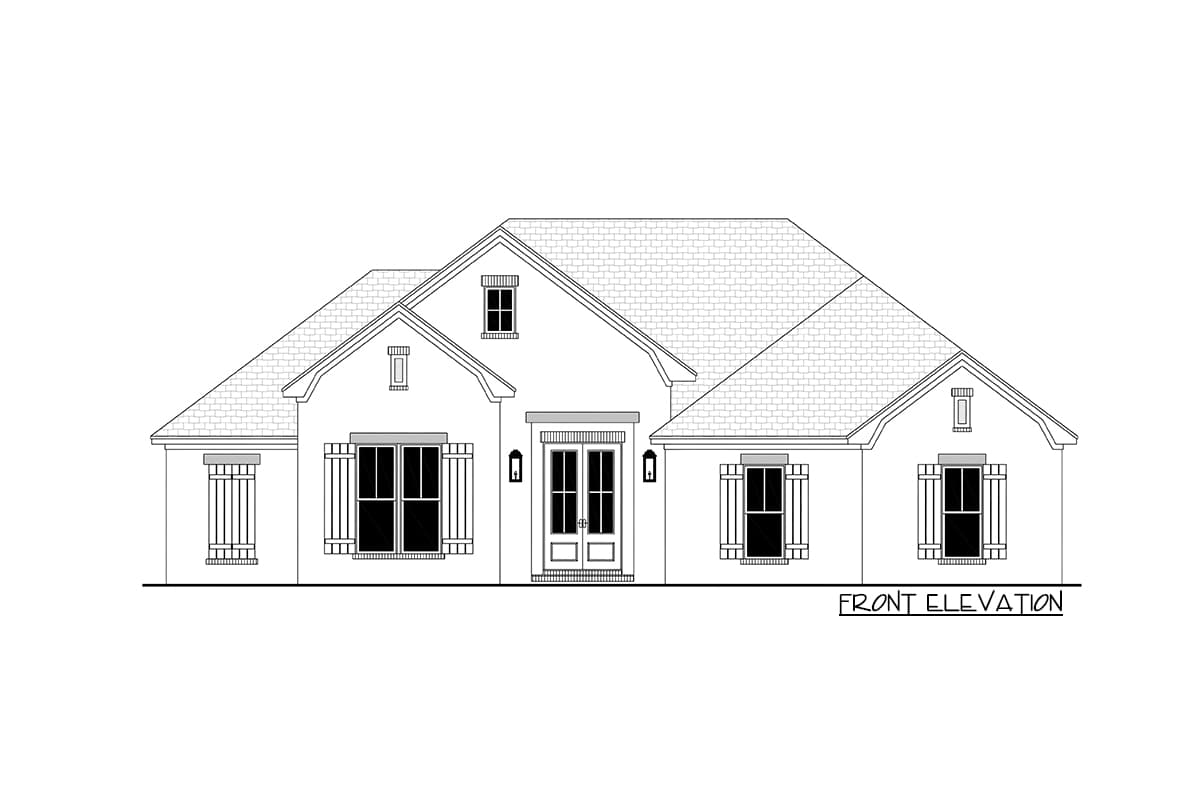 Plan 51823HZ: Attractive Southern House Plan with Split Beds  - Image #5 - Country, French Country, Southern