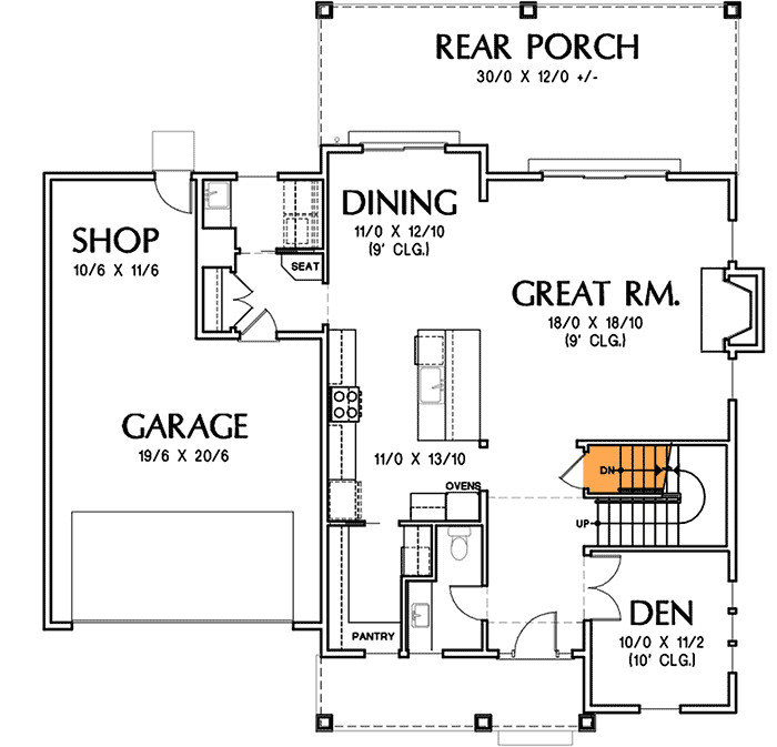 Plan 69751AM: New American Farmhouse Plan with Four Upstairs Bedrooms - 2618 Sq Ft - Floor Plan - Basement Stairs - Country, Farmhouse, Modern Farmhouse, New American, Traditional