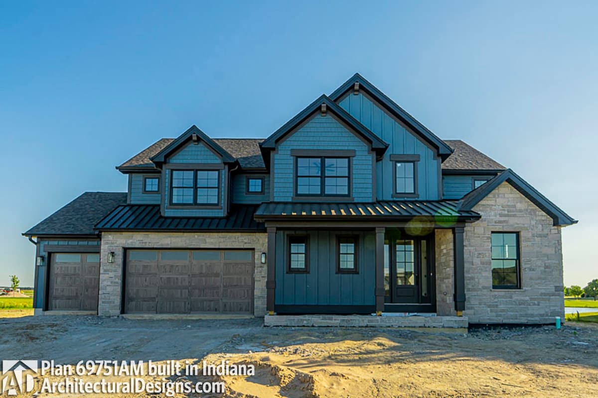 build gallery item - House Plan 69751AM comes to life in Indiana a second time