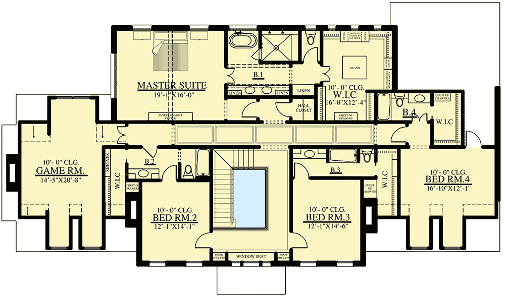 Plan 915030CHP: Classic Colonial House Plan with Second-Level Bedrooms - 5078 Sq Ft - Floor Plan - 2nd Floor - Colonial, Georgian, Traditional