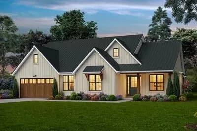 Attractive 3 Bedroom Modern Farmhouse Plan with Vaulted Great Room - 2213 Sq Ft