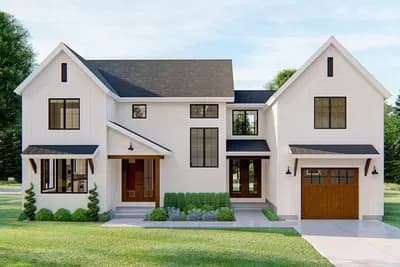 Modern Farmhouse Plan with Two Garages and a Covered Breezeway