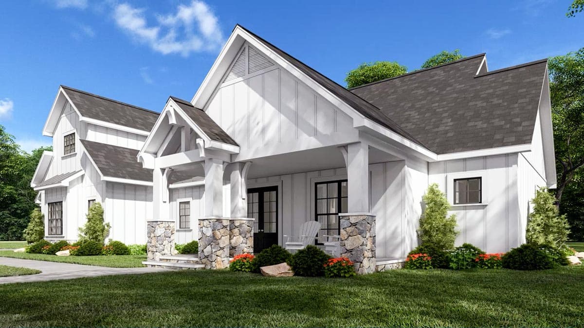 Plan 70646MK: Stone-Accented Farmhouse Plan with Bonus Room Over Garage - 2073 Sq Ft - Image #5 - Country, Craftsman, Farmhouse, Modern Farmhouse, New American