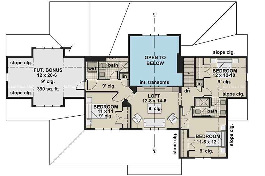 Plan 14684RK: 4-Bed New American Farmhouse Plan with 2-Car Garage - Floor Plan - 2nd Floor