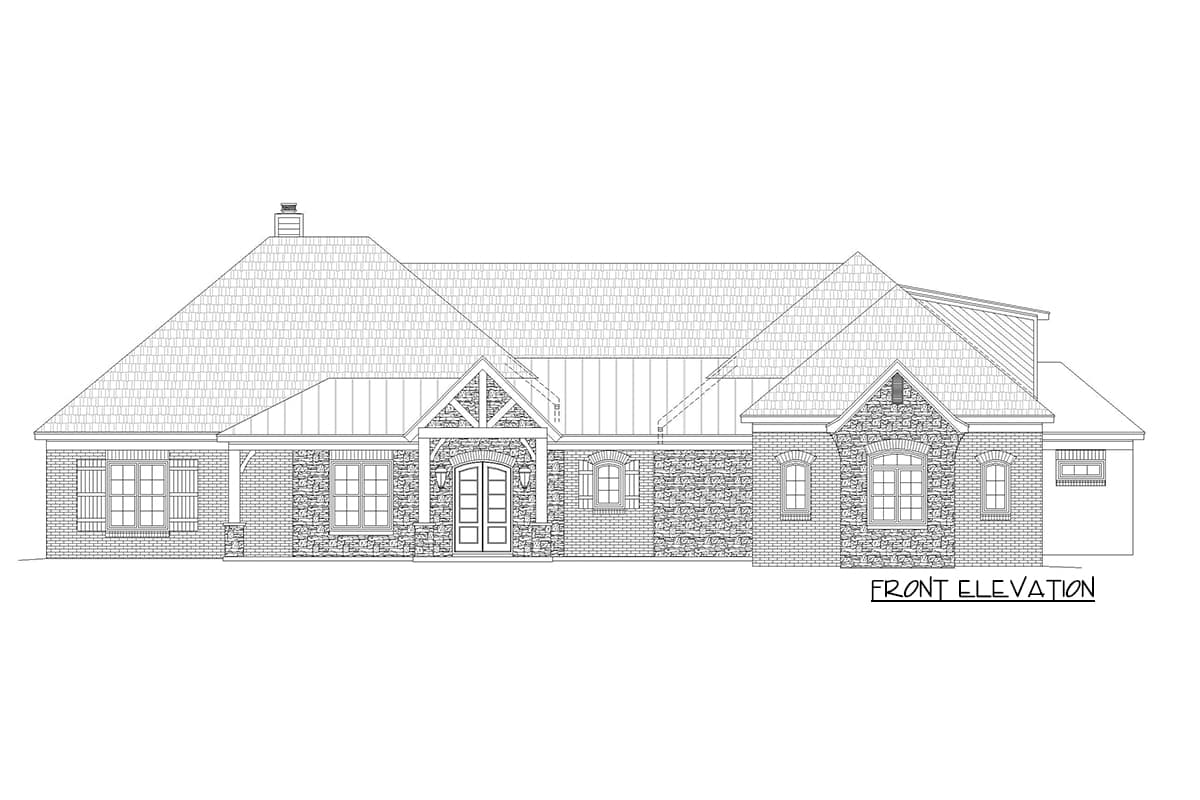 Plan 68646VR: Split-Bedroom House Plan with Open and Beamed Family Room - 3500 Sq Ft - Image #26 - Country, Hill Country, Ranch