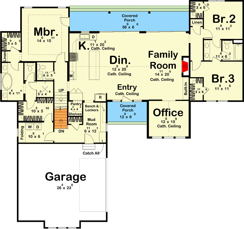 Plan 62834DJ: Modern Farmhouse Plan with Bonus and Lower Level Expansion - Floor Plan - Main Level - Craftsman, Farmhouse, Modern Farmhouse, New American