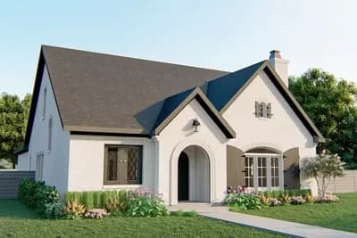 European Cottage Plan with Main-Floor Master Suite