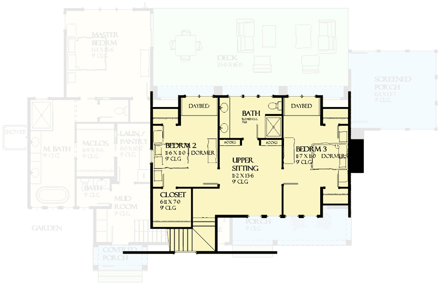 Plan 970084VC: Two-Story Farmhouse Plan with Ample Outdoor Living Space - Floor Plan - 2nd Floor - Coastal, Coastal Contemporary, Country, New American, Southern, Transitional