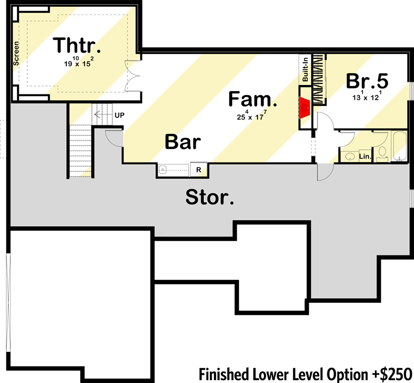 Plan 62835DJ: 4-Bed New American House Plan with Wood Beam Accents - 2309 Sq Ft - Floor Plan - Optional Lower Level Layout ($ Paid Option) - Country, Farmhouse, New American, Southern