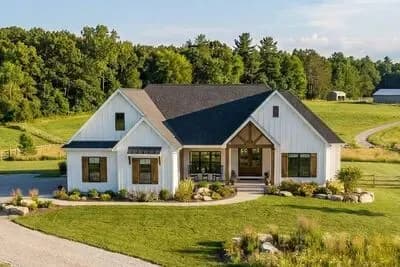 4-Bed New American House Plan with Wood Beam Accents - 2309 Sq Ft