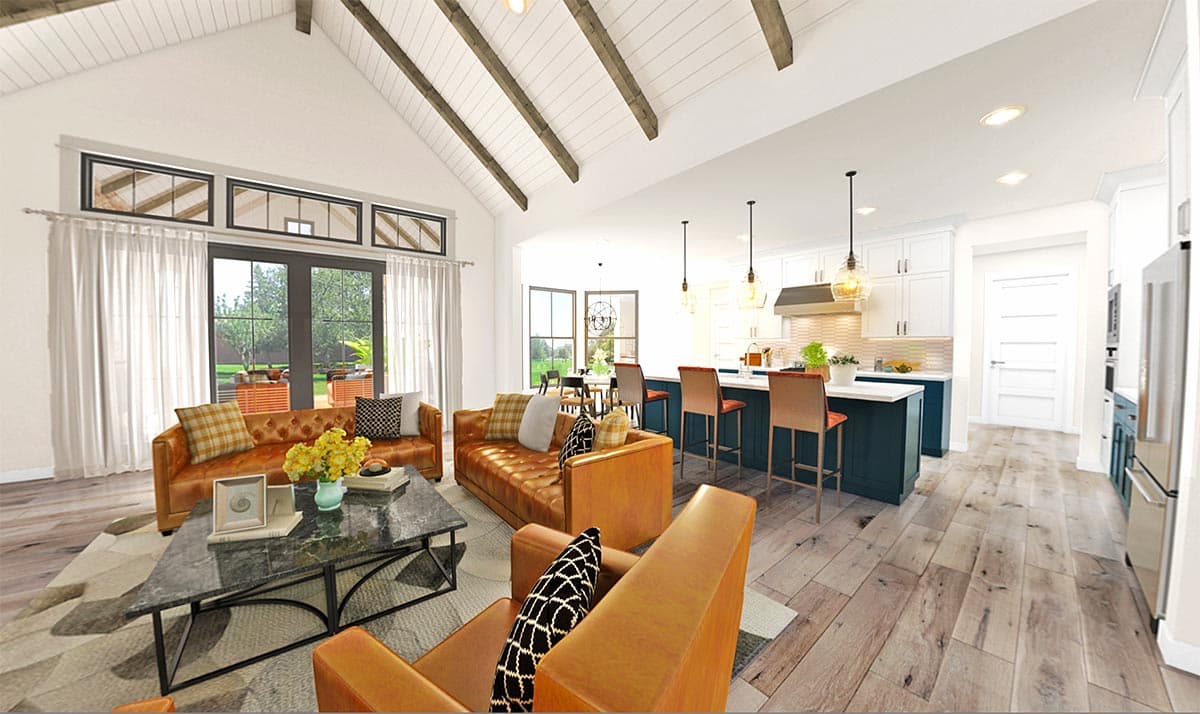 Plan 69755AM: Modern Farmhouse Plan with Vaulted Great Room and Outdoor Living Area - 2460 Sq Ft - Image #5 - Country, Farmhouse, Modern Farmhouse, New American