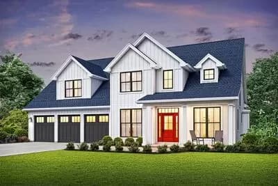 4-Bed New American House Plan with First Floor Master Suite - 2944 Sq Ft