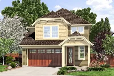 Narrow Lot Cottage with Clipped Gables