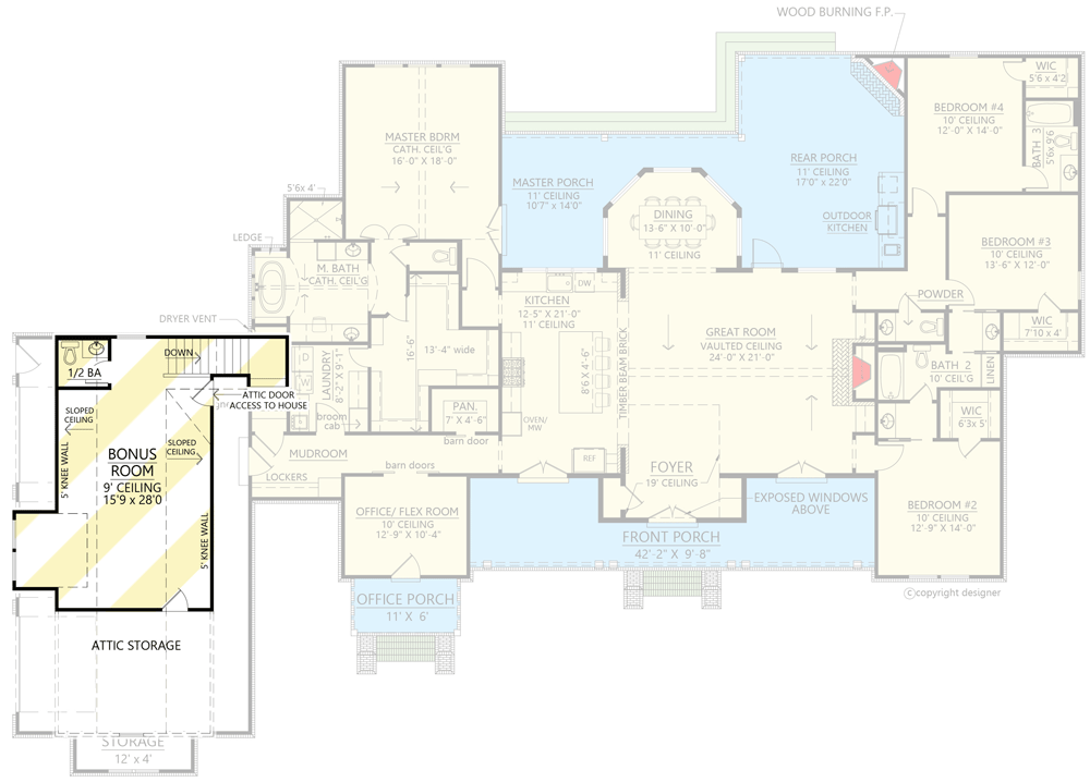 Plan 56460SM: Modern Farmhouse with Everything You Need and More - 3095 Sq Ft - Floor Plan - Bonus Level - Country, Farmhouse, Modern Farmhouse, Southern, Traditional