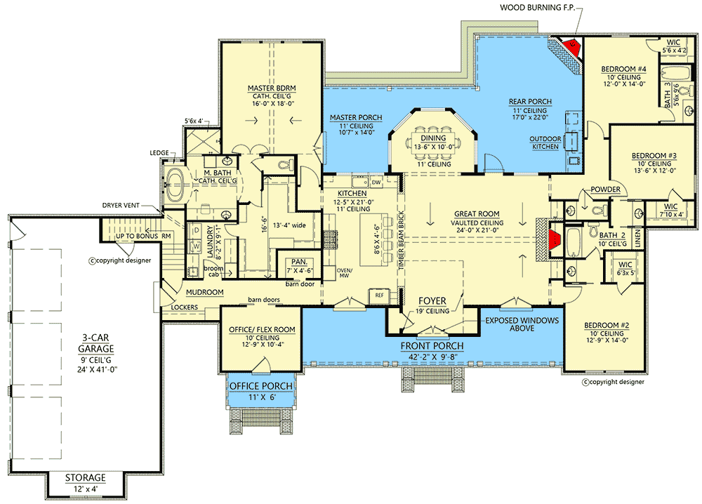 Plan 56460SM: Modern Farmhouse with Everything You Need and More - 3095 Sq Ft - Floor Plan - Main Level - Country, Farmhouse, Modern Farmhouse, Southern, Traditional