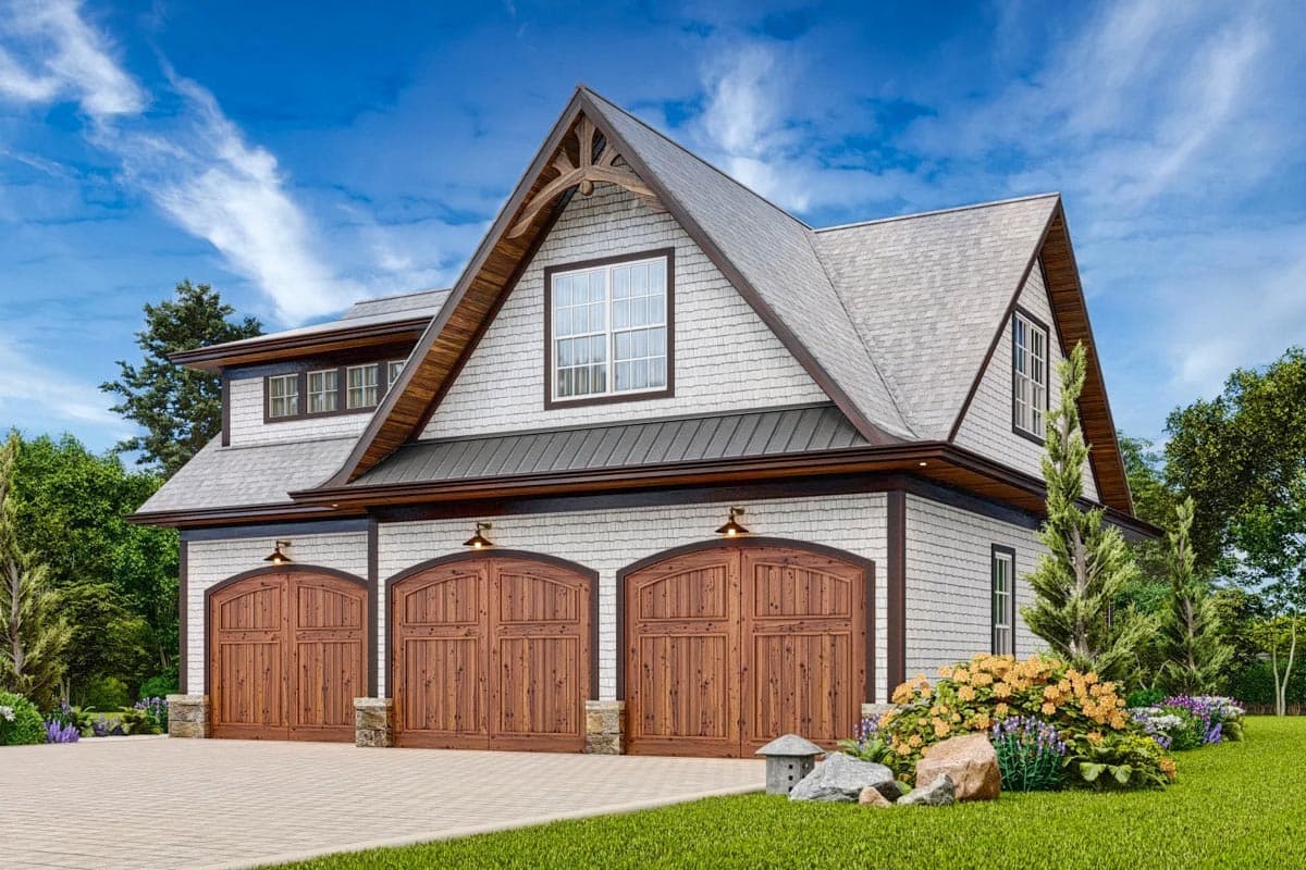 Plan 25691GE: 3-Car Garage with Vestibule with Half Bath and Storage Above - 1033 Sq Ft - Image #7 - Craftsman