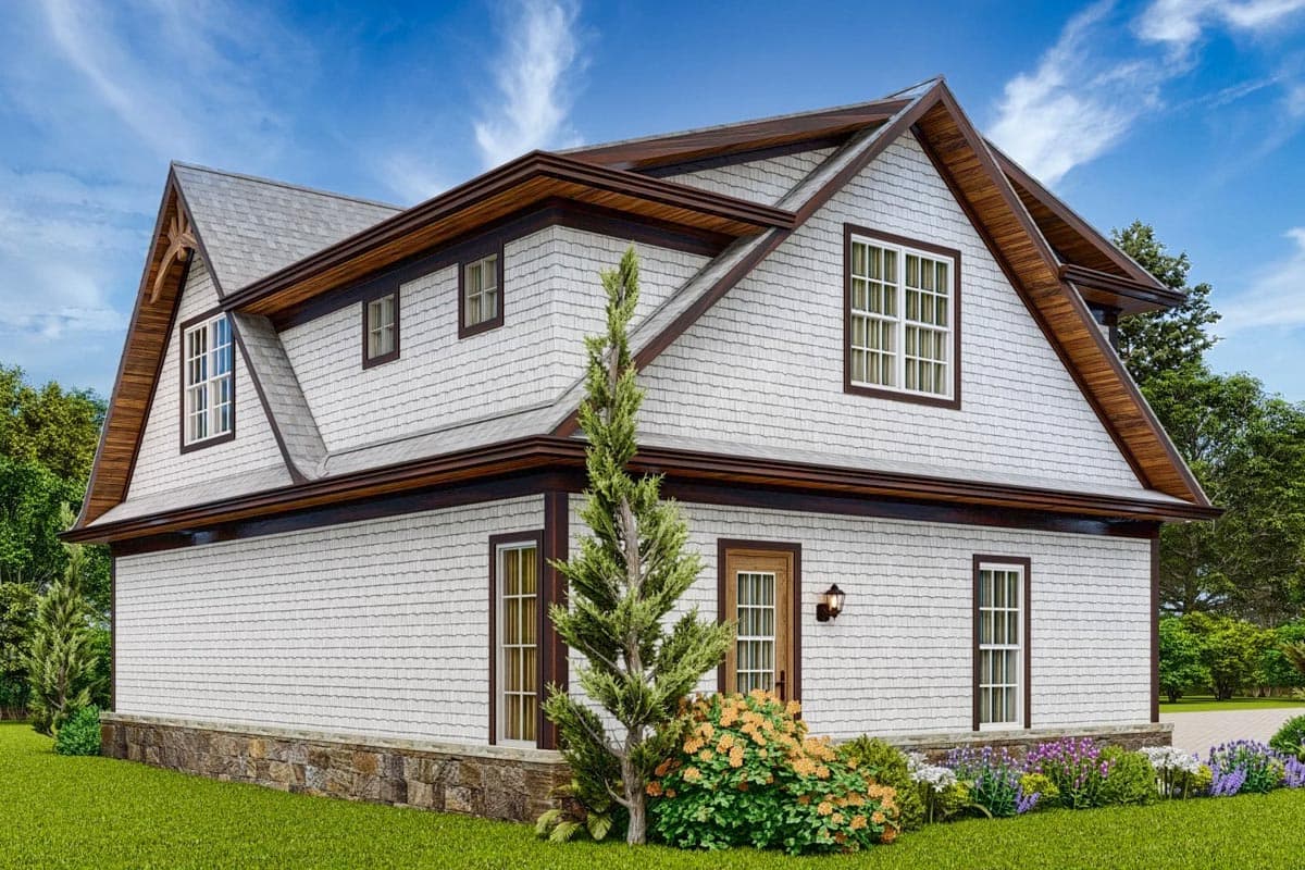 Plan 25691GE: 3-Car Garage with Vestibule with Half Bath and Storage Above - 1033 Sq Ft - Image #8 - Craftsman