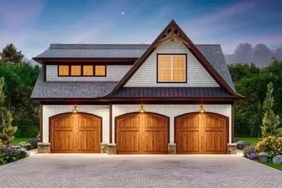 3-Car Garage with Vestibule with Half Bath and Storage Above - 1033 Sq Ft