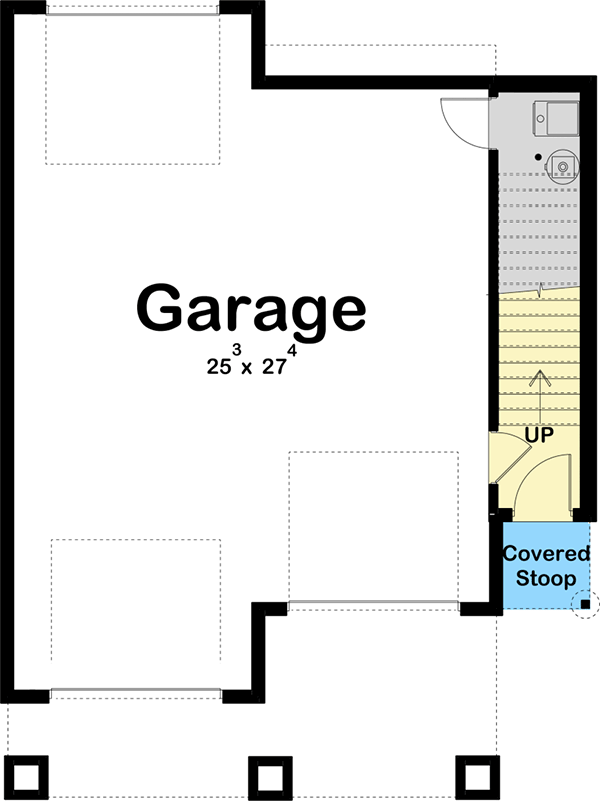 Plan 62836DJ: Modern Mountain 2-Bed Carriage House Plan - Floor Plan - Main Level - Carriage, Mid Century Modern, Modern, Mountain, Northwest