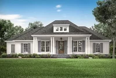 3-Bed New American House Plan with Bonus Room with Full Bath